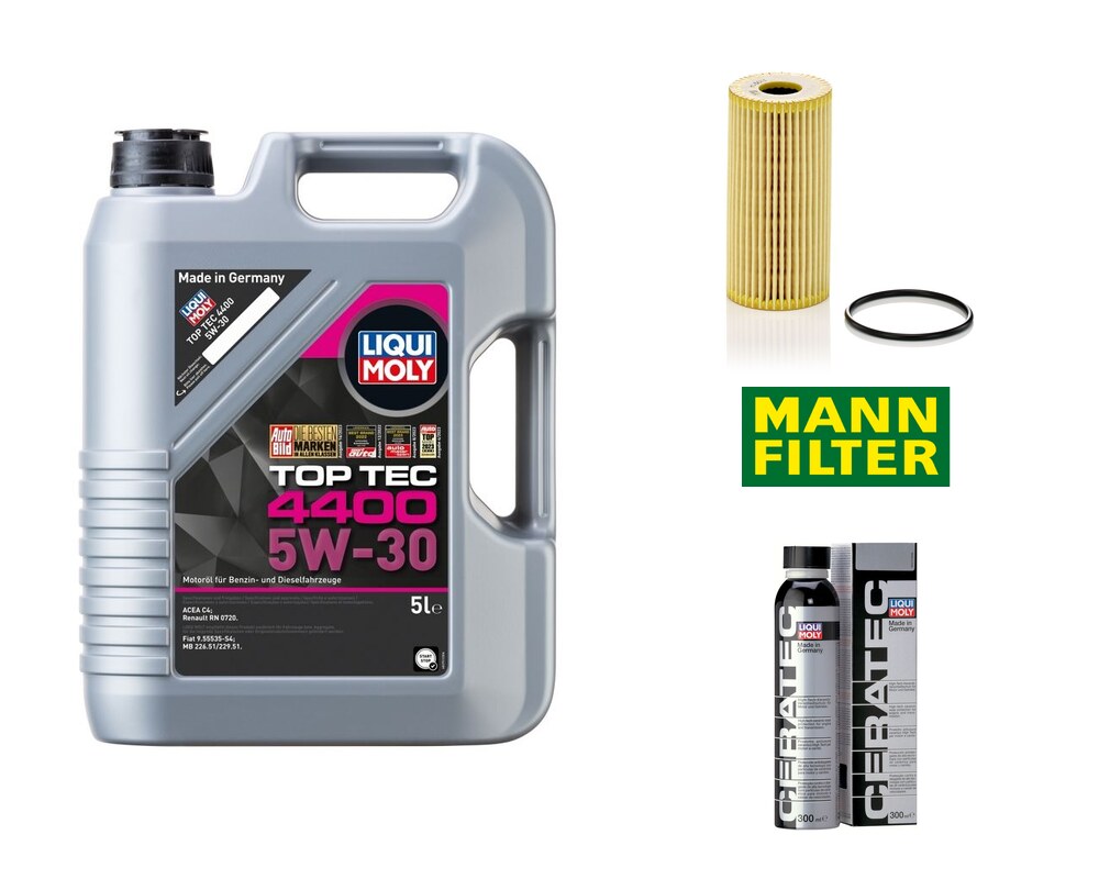Kit vidange Renault Dacia Nissan 1.5 dCi — huile Liqui Moly Top Tec 4400 5W-30 5 L + filtre à huile MANN HU 6011 z + Cera Tec